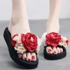 Slippers 2023 6cm 3cm High Heels Women's Wedges Flower Slip-on Beach Slides Female Outside Sandals