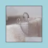 Hoop Huggie Creative Deux Trous Hie Piercing Boucles D'oreilles Pour Les Femmes Cristal Zircon Métal Couleur Chaîne Boucle D'oreille Partie Bijoux Drop Delivery Otorf