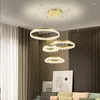 Lampes suspendues Postmoderne Salon Lustre Or Métal Chambre Restaurant Foyer Rond Décoratif Luminaire Cordon Réglable