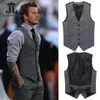 Mäns kostymer Blazers Bröllopsklänning Högkvalitativ varor Bomull Män modedesign Suit Vest / Grey Black High-End Men's Business Casual Suit Vest 230203