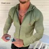 Camisetas masculinas moda moda longa/curta com capuz zíper camiseta masculina roupa verão cor sólida cor casual estampa aberta de pegada de camiseta fina 230204