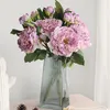 Fleurs décoratives 1pcs Simulation 2 Heads Guifei Peony Flower Bouquet Home Room Bureau Ornement Ornement de bureau Fake Wedding Party Decor