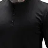 Мужские футболки мужская модная футболка повседневная мода простой цвет с длинным рукавом высококачественный тонкая рубашка поло Мужской тренажерный зал футболка 230204