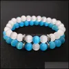 Hilos de cuentas 8 mm azul blanco cuentas de ópalo cadenas pulsera para mujeres hombres pareja cristal curativo piedra natural brazalete con cuentas moda J OTS4M