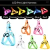 Hundhalsar USB LED -sele laddningsbar lätt husdjurskatt som går koppel Vest Safety Neck Rem Nylon blinkande tillbehör för Teddy getter