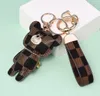 Luxury Bear Design Car Keychain Metal Flower Bag Pendant Jewelry Keyring Holder for Men Gift Fashion PU Animal Key Chain Accessories