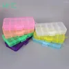 Storage Boxes 12.8 6.5 2.2cm 7 Colors 10 Cells Beads Jewelry Case DIY Organizer Box Transparent Splittable Plastic