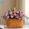 Decorative Flowers Artificial Flower Rose Pink Silk 5 Heads Peony Fake Bouquet Home Wedding Decoration Indoor Desktop Vase 1pc