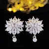 2023 Hot Sparkling Dangle Earrings Luxury Jewelry 925 Sterling Silver Marquise Cut White Topaz CZ Diamond Gemstones Party Women Wedding Flower Drop Earring Gift