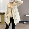 Coletes femininos Coloque de algodão Coloque feminino de inverno longa cintura mostram fino casaco de colete guin22