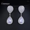 Boucles d'oreilles étalon emmaya femelle de mode de mode de mariage bijoux de luxe de luxe en cube clair zircon nuptial silvery couleur weddingstud odet22