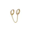 Hoop Huggie Creative Two Hole Hie Piercing ￶rh￤ngen f￶r kvinnor Crystal Zircon Metal Color Chain Earring Party Jewelry Drop Delivery Otorf