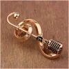 Pins Brooches Fashion Jewelry Music Microphone Shape Brooch Alloy Voice Tube Drop Delivery Dhgni