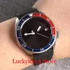 Orologi da polso Tandorio 37MM 24 rubini Giappone NH35 Movimento automatico Orologio da polso per uomo Quadrante nero lucido Cinturino in caucciù con cristallo zaffiro