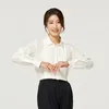 Kvinnor Bluses Tajiyane Top Elegant Silk Shirts For Women Long-Sleeved High-End Chic Professional Blause Clothing FCY033