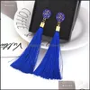 Dangle Lustre 9 Couleurs Boho Ethnique Gland Boucles D'oreilles Pour Les Femmes Géométrique Cristal Rose Fleur Signe Longue Soie Frangée Déclaration Oreille Otlb7