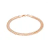 Link Bracelets 1pcs 6mm Men Women Gold Color Bracelet Bangles Lobster Clasp Rose Chain Accessories E137