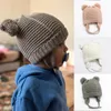 Haaraccessoires schattig pompom babymutje warme winter gebreide meisje jongen beanie cap solide kleur kinderen peuter baby motorkap