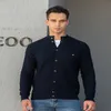 Camisolas masculinas Aiopeson malha mens cardigan algodão de alta qualidade botão mock pescoço camisola para homens inverno moda designer cardigans homens