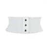 B￤lten 2023 Design kvinnors svarta elastiska breda midjeband pu l￤der cummerbund damer designer