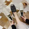 Chaussures habillées 2021 nouvelle mode coréenne bout rond chaussures pour femmes femmes strass et perle correspondant femmes mocassins grande taille chaussures de pêcheur G230130