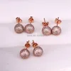 Studörhängen 6pairs ZYZ-9725 Rund boll för kvinnor Rensa CZ Crystal Gold/Rose Gold/Black/Silver Color Female Fashion