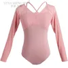 Stage Wear Balletto Body per donna Costume da ballo manica corta/lunga maglia giuntura ginnastica per adulti rosa blu