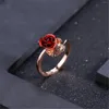 Wedding Rings Rose Ring For Women Minimalistisch verstelbare rode bloem luxe hoogwaardige schattige bruidsmeisjes sieraden Valentijnsdag geschenken