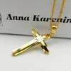 Pendant Necklaces Cross Stainless Steel Men's Chain Necklace Sidewalk Cuban Link Black Gold Color Silver Jewelry Gift