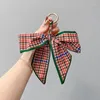 Keychains Checkerboard Silk SCRAF NYCKEL HOLDER PAG Pendant Car Ring Löstagbar gitterkontroll Ribbon Scarves Bowknot Diy Bows