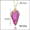 Pendant Necklaces Fashion Colorf Natural Stone Gold Chains Water Drop Shape Charm Necklace For Ladies Women Famous Delivery Jewelry P Otplf