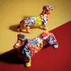 Dekoratif nesneler figürinler yaratıcı ev modern boyalı renkli dachshund köpek dekorasyon şarap dolabı ofis dekor masaüstü el sanatları 230204
