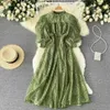 Court Elegant Retro Lace Dress For Women Graceful Stand Collar Waist Tight