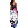 Party Dresses Sexy Women V Neck Dress Summer Bohemian Femme Large Size Tie-Dye Printed Deep Sling Long Skirt Casual Beach