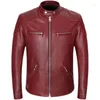 Men's Jackets High Quality Jacket Leather Men's Stand Motorcycle Collar Sheepskin Genuine Coat Casual Slim Biker