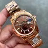 Met originele doos heren horloges staal automatische beweging kleine wijzerplaat saffierkalender 41 mm gouden horloge roestvrijstalen sky -bewoner polshorloges Montre de Luxe horloges