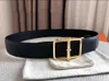 Classics Men Belts Designer Mens and woman fashion Togo leather classic reversible belt black brown H gold silver buckles 38cm HT0111