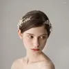 Headpieces MYFEIVO Golden Bridal Headband Pearl Floral Tiara Elegant Wedding Dress Accessories 42x6cm HQ1447