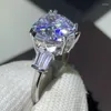 Cluster ringen merk unieke luxe sieraden fijne 925 sterling zilveren hartvorm witte topaz cz diamant bruiloft verlovingsband ring cadeau