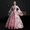 Casual Dresses 2023 Ankomster Renaissance Pink Floral Lady Colonial Fairytale Victorian Gown Rococo Barock Princess Dress Theatre Costume Costume