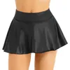 Rokken dames sexy mini rok nat-look glanzende low-toverhone elastische A-lijn geplooid voor feestclub pole dance muziek festival kostuums