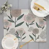 Table Mats & Pads 1pc Morandi Floral Sunflower Printing Linen Placemat For Dining Drink Home Decoration Modern Kitchen Cup PadsMats MatsMats