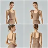 Actieve shirts 2023 Vrouwelijke backless yoga -vest met pads die buiten ondergoed lopen dames tanktop mouwloze trui sport beha