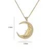 Pendant Necklaces Gold Moon Necklace For Women And Men Copper Micro-Inlaid White Zircon Lover Jewelry Gifts Collares Para Mujer