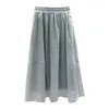 Skirts 2023 Spring And Summer Est High-waisted Thin Mid-length Skirt Women's Korean Style A-line Yarn Fluffy Long