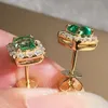 Choucong Simple Fashion Stud örhängen Vintage smycken 18K Guldfyllning Princess Cur Emerald Cz Diamond Zircon Handmade Party Women Wedding Earrings for Lover Gift