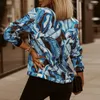 Jaquetas femininas Retro Flor Floral Prinha Mulheres Bomber Bomber