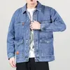 Mäns jackor Trendiga män täcker avslappnad höstjacka fast färg ren denim termisk