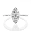 حلقات الكتلة Marquise Cut 3Ct Lab Diamond CZ Ring 925 Sterling Silver Engagement Band For Women Bridal Party Jewelry