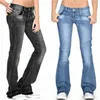 Kvinnors jeans mager blossade mode denim byxor bootcut klocka bottnar stretch byxor kvinnor